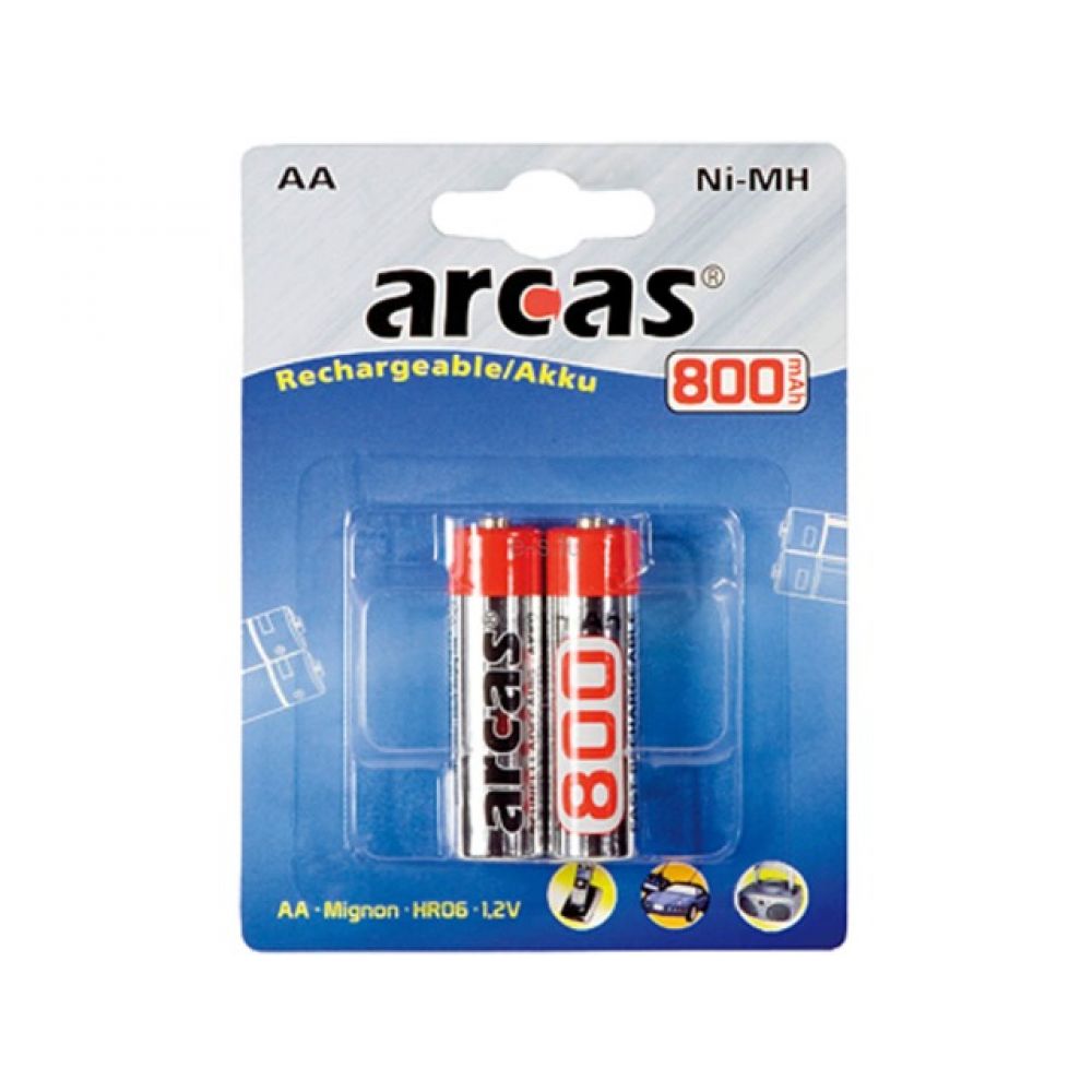 Arcas AA 800mah oplaadbare batterijen 2 stuks blister 